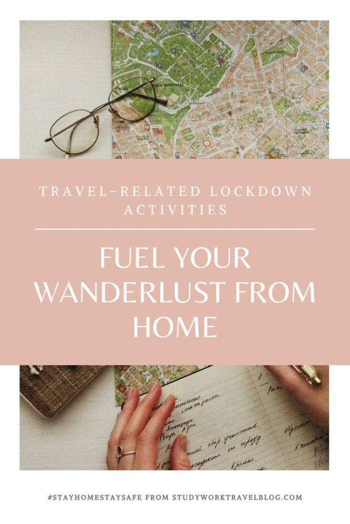 Travel-inspired activities to do at home pin.